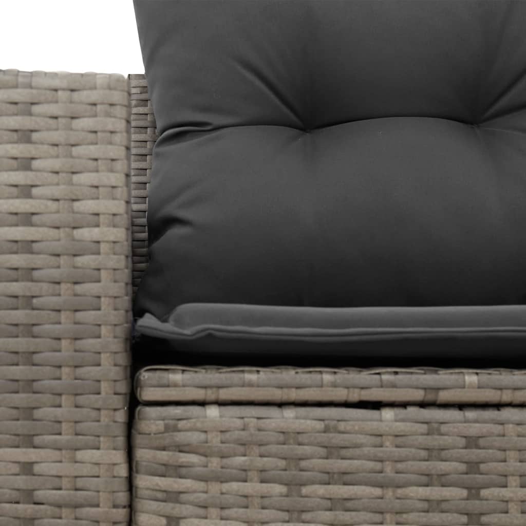 vidaXL Sofa ogrodowa z poduszkami, 2-osobowa, szara, polirattan
