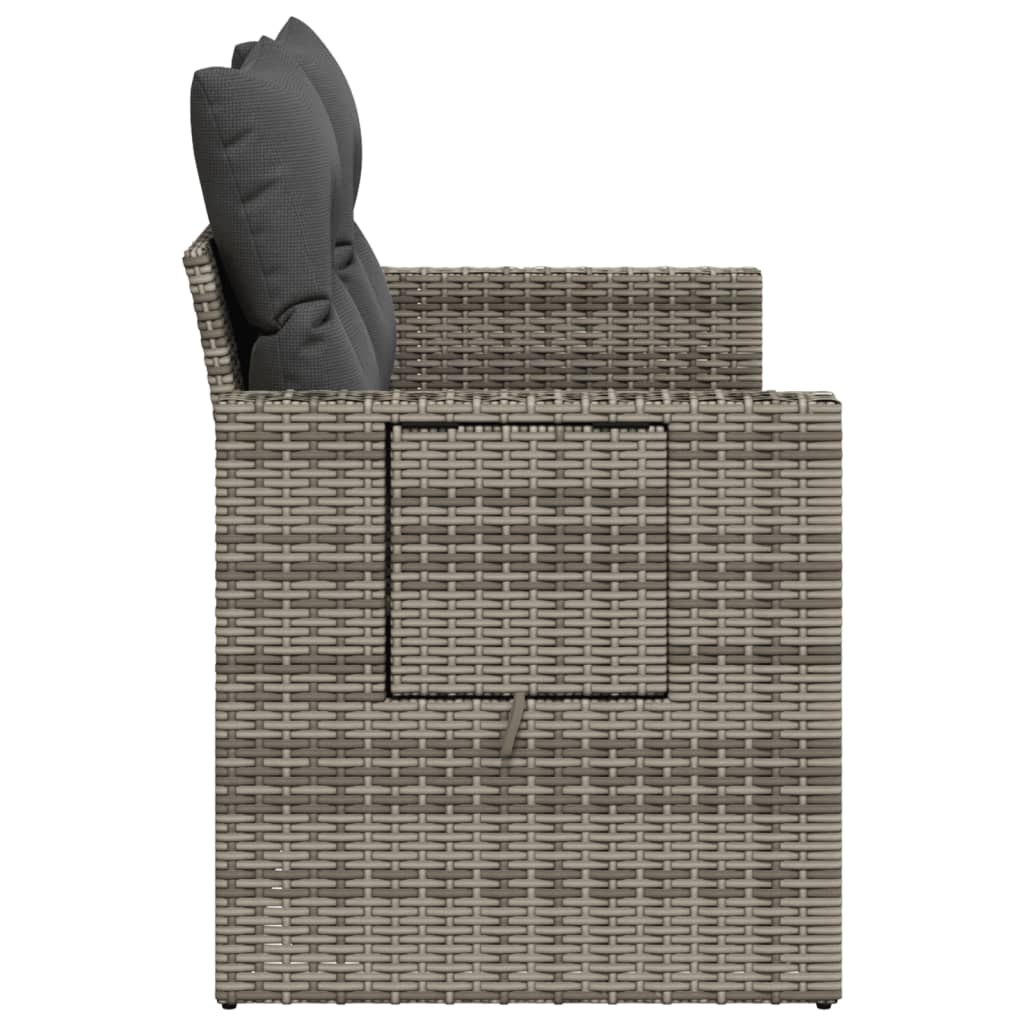 vidaXL Sofa ogrodowa z poduszkami, 2-osobowa, szara, polirattan