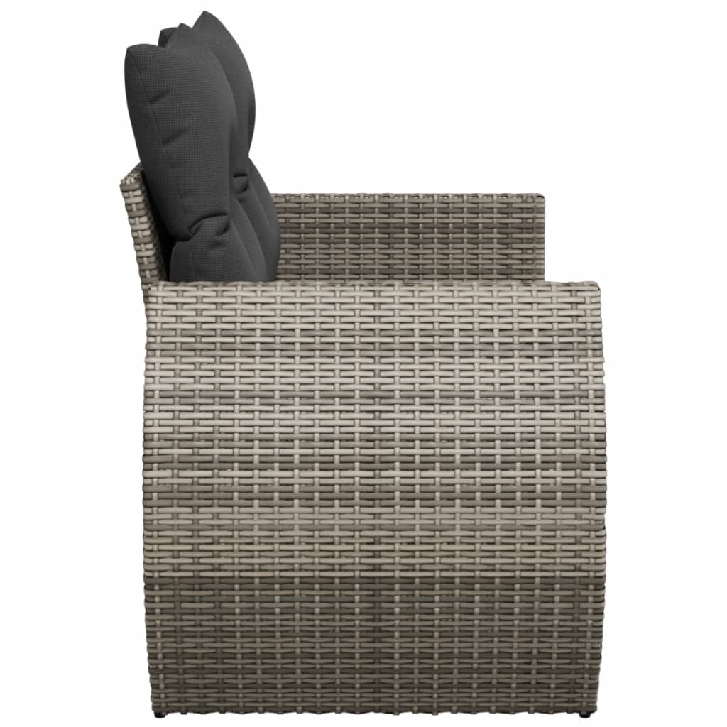 vidaXL Sofa ogrodowa z poduszkami, 2-osobowa, szara, polirattan