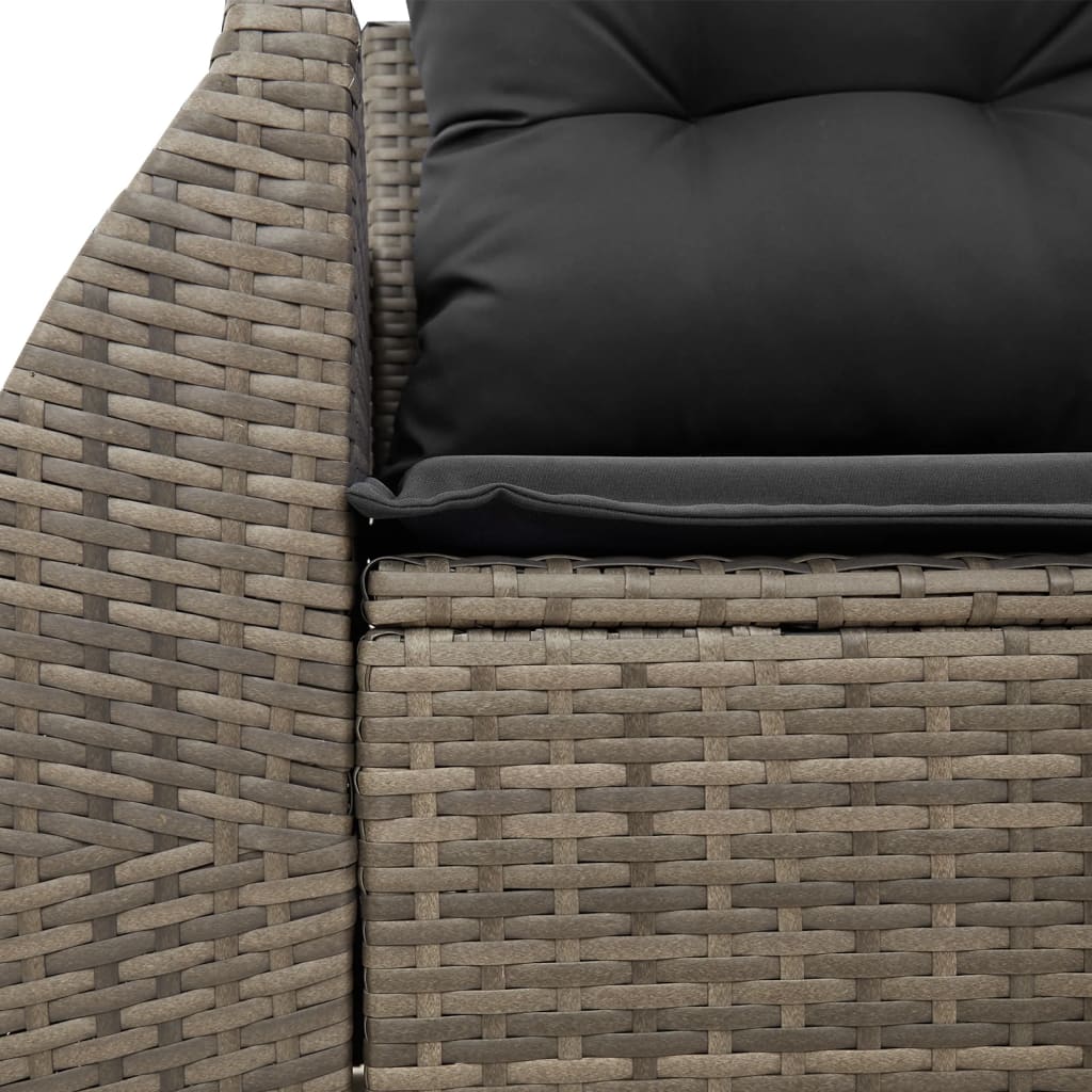 vidaXL Sofa ogrodowa z poduszkami, 2-osobowa, szara, polirattan