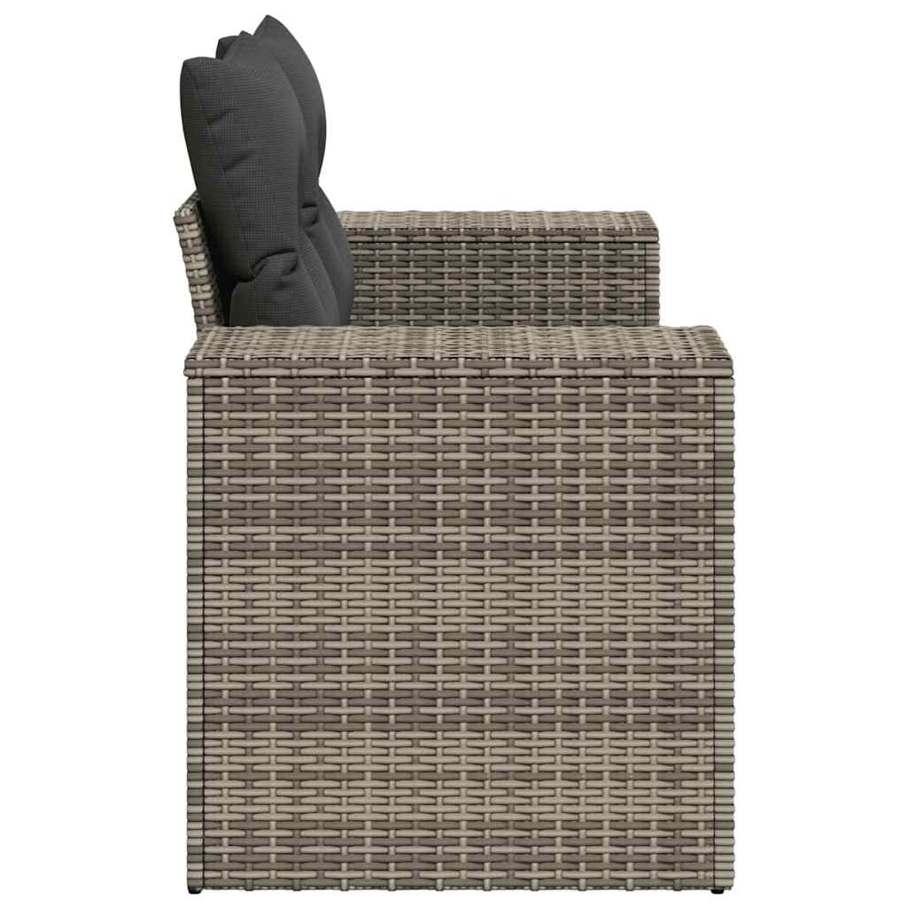 vidaXL Sofa ogrodowa z poduszkami, 2-osobowa, szara, polirattan