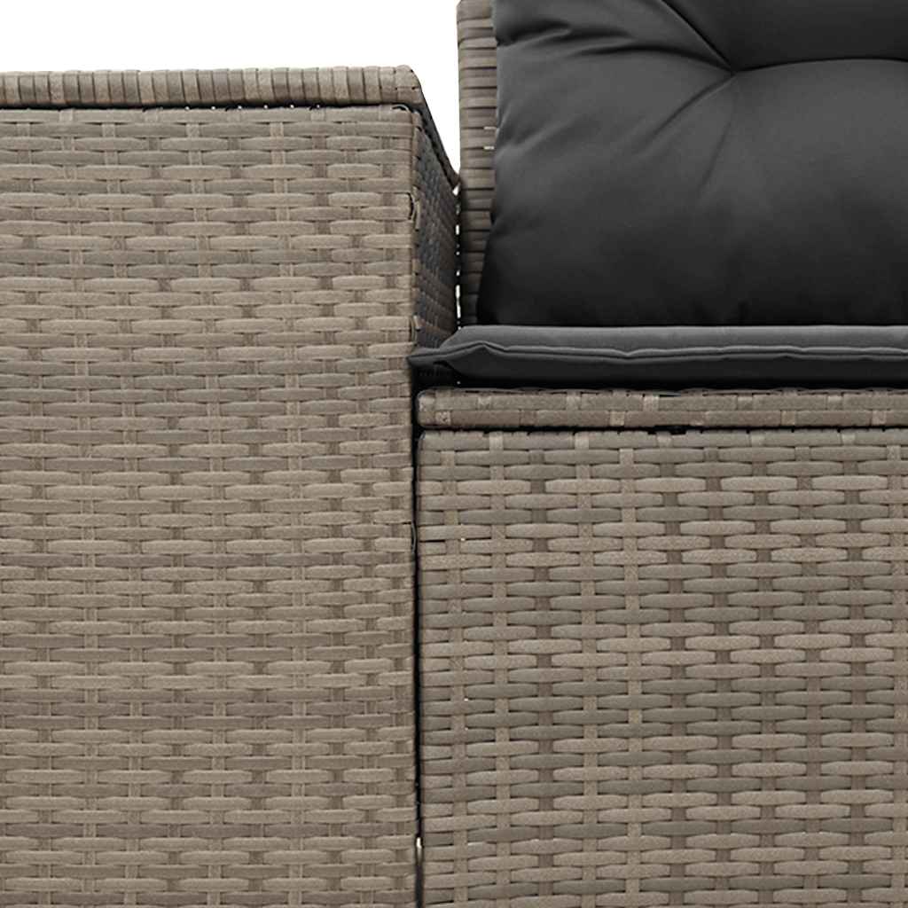 vidaXL Sofa ogrodowa z poduszkami, 2-osobowa, szara, polirattan