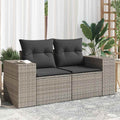 vidaXL Sofa ogrodowa z poduszkami, 2-osobowa, szara, polirattan
