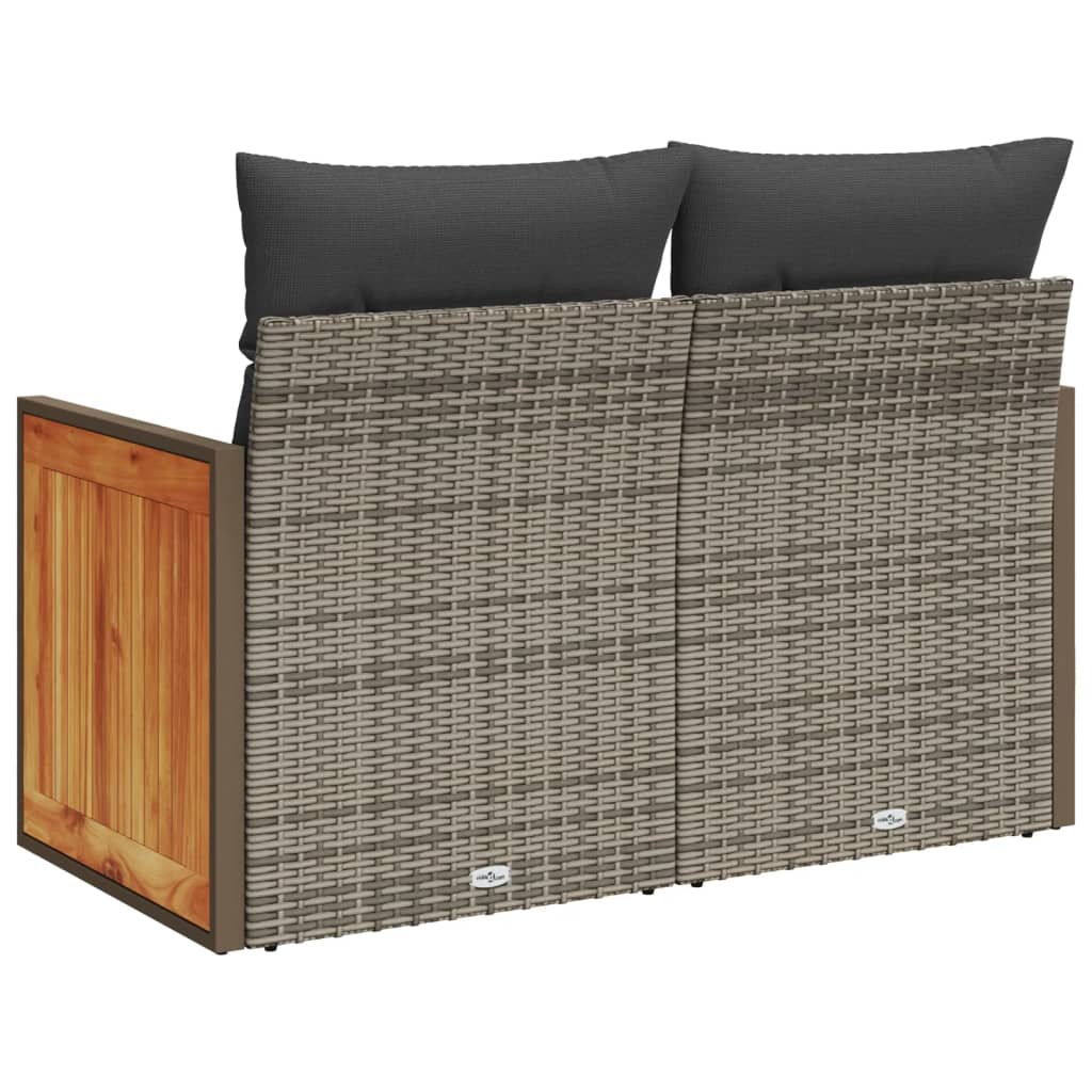 vidaXL Sofa ogrodowa z poduszkami, 2-osobowa, szara, polirattan