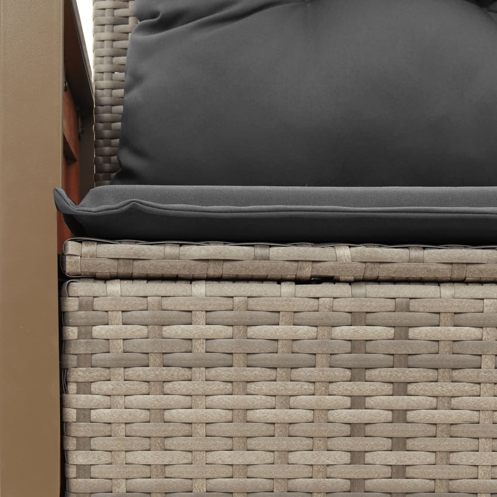 vidaXL Sofa ogrodowa z poduszkami, 2-osobowa, szara, polirattan