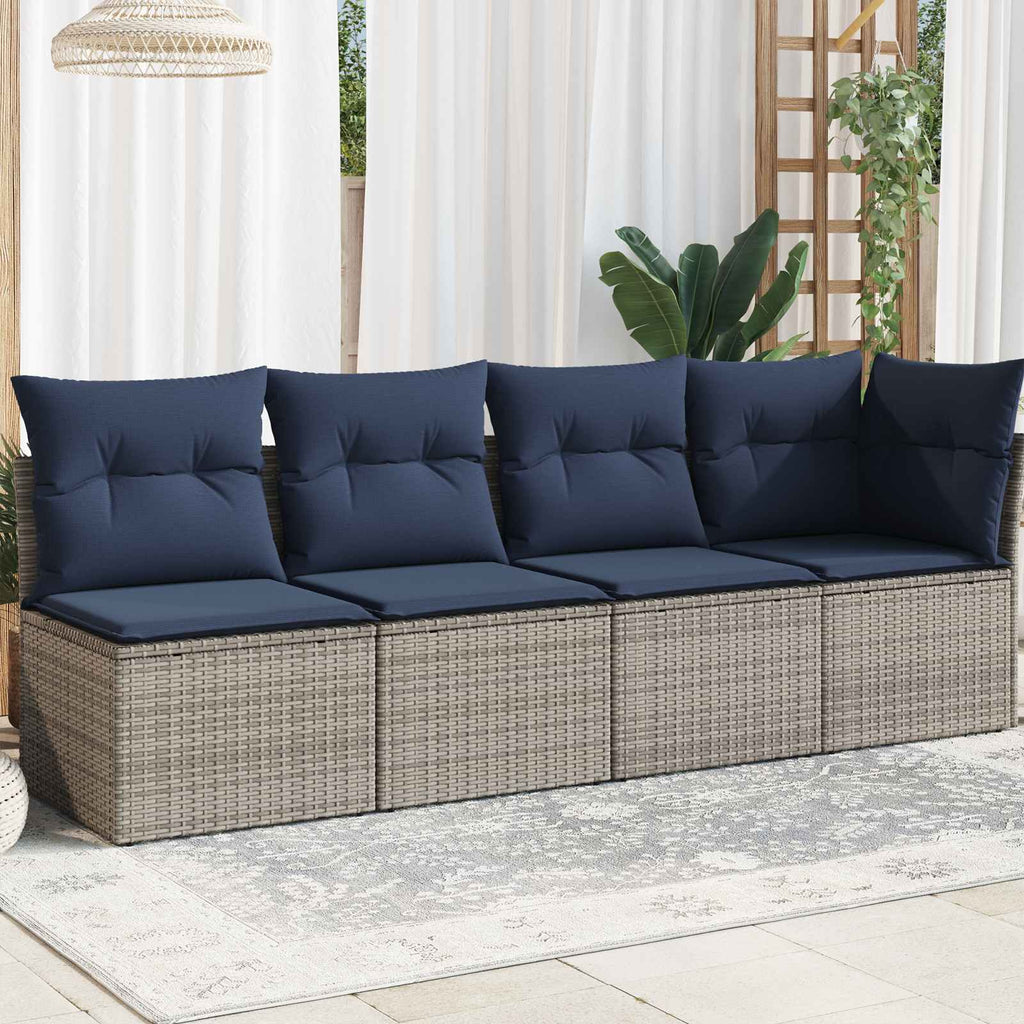 vidaXL Sofa Ogrodowa z poduszką Szary 227 x 62 x 69 cm polirattan