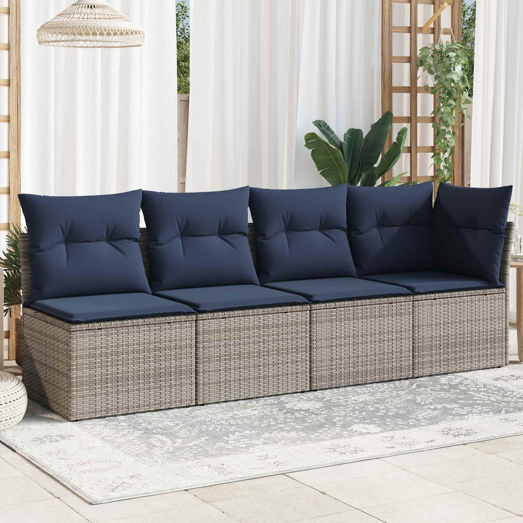 vidaXL Sofa Ogrodowa z poduszką Szary 227 x 62 x 69 cm polirattan