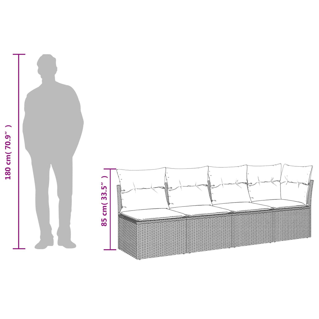 vidaXL Sofa Ogrodowa z poduszką Szary 227 x 62 x 69 cm polirattan
