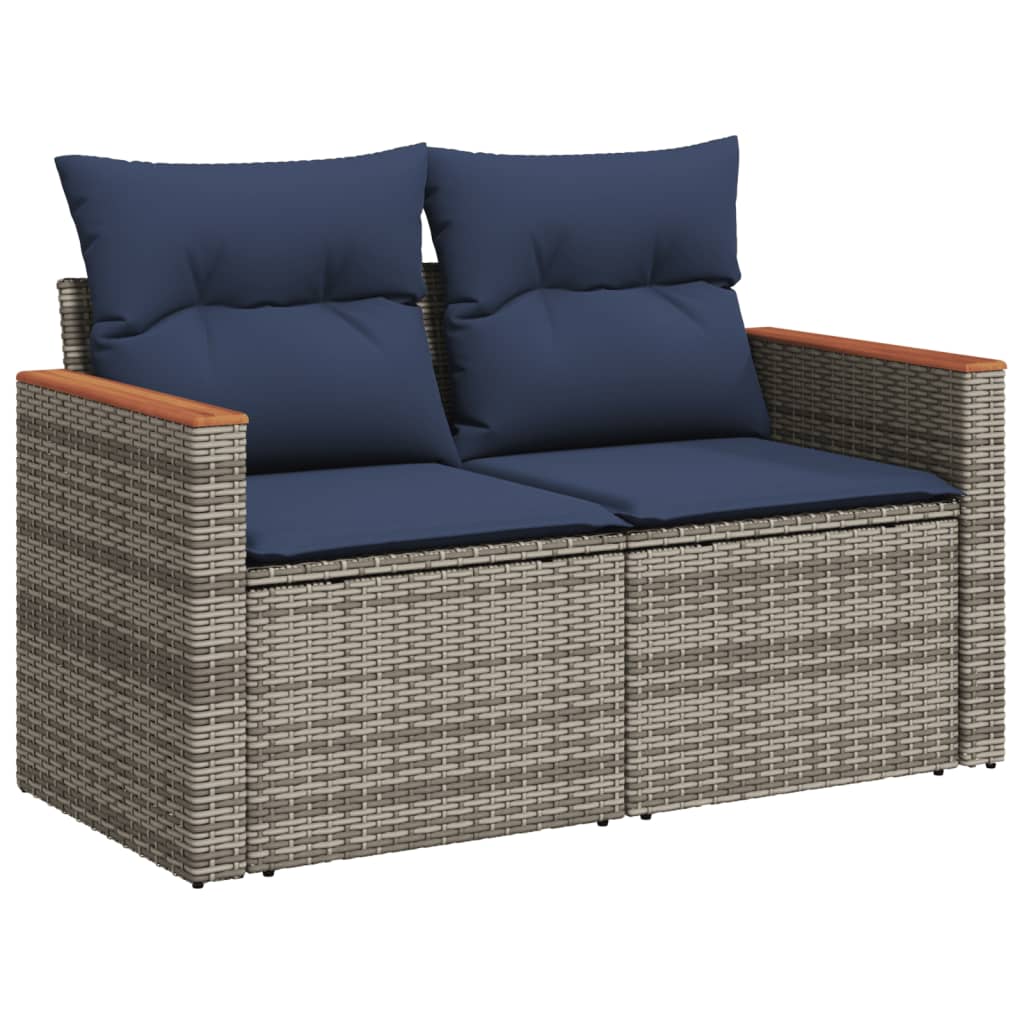 vidaXL Sofa ogrodowa z poduszkami 2-osobowa Szary polirattan