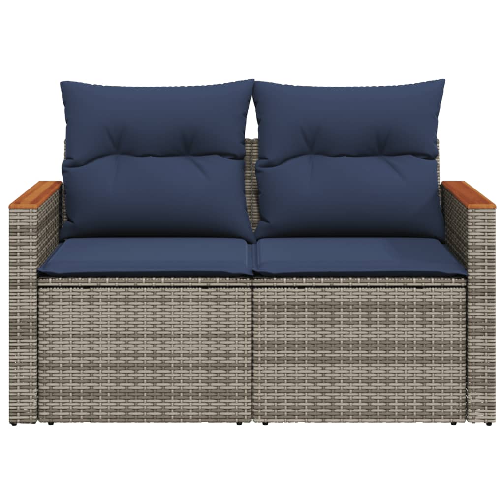 vidaXL Sofa ogrodowa z poduszkami 2-osobowa Szary polirattan