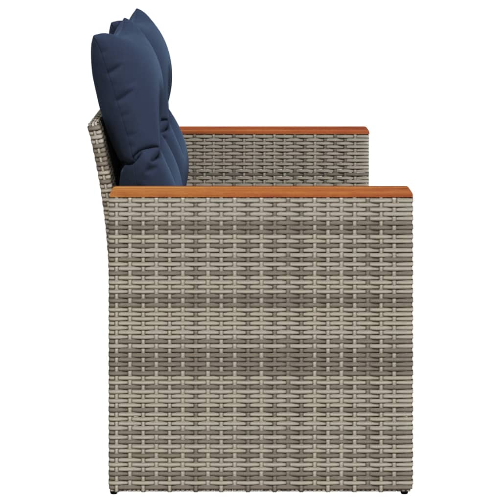 vidaXL Sofa ogrodowa z poduszkami 2-osobowa Szary polirattan