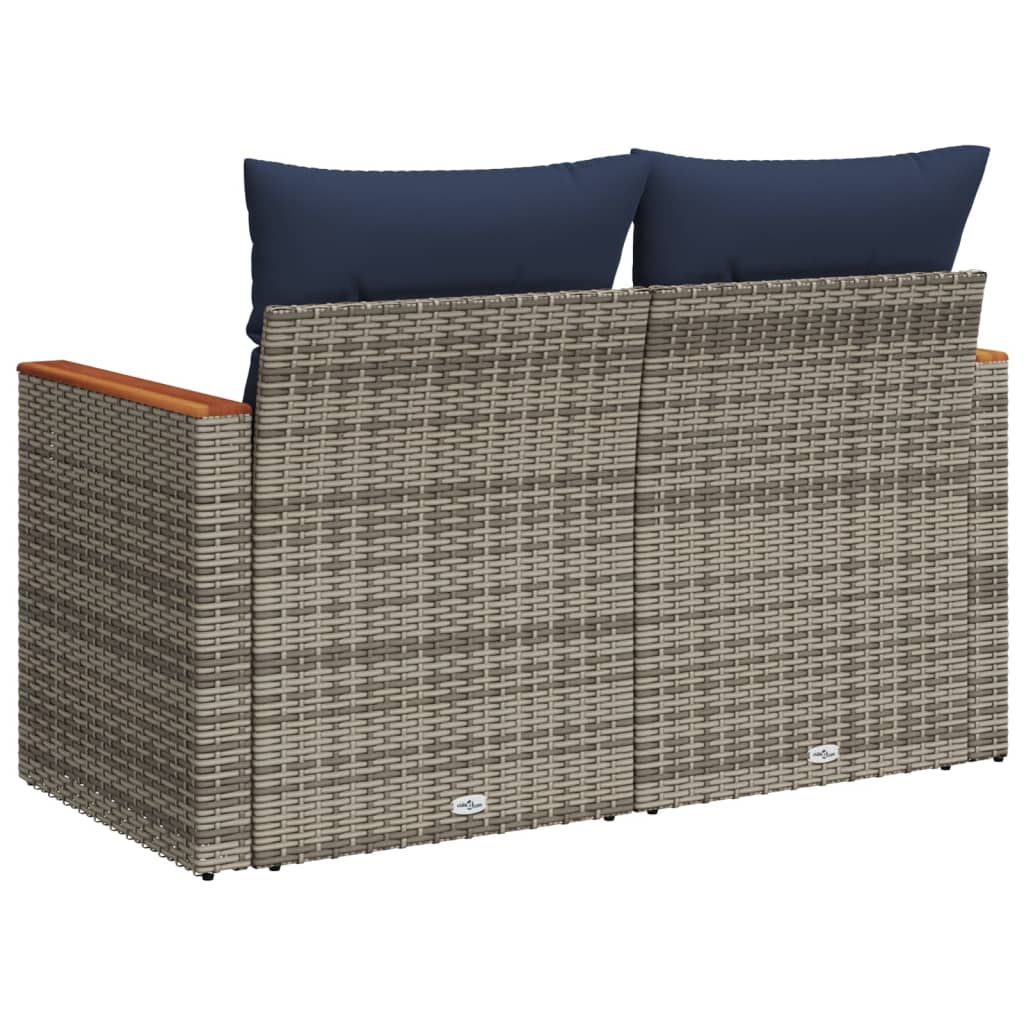 vidaXL Sofa ogrodowa z poduszkami 2-osobowa Szary polirattan