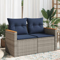 vidaXL Sofa ogrodowa z poduszkami 2-osobowa Szary polirattan