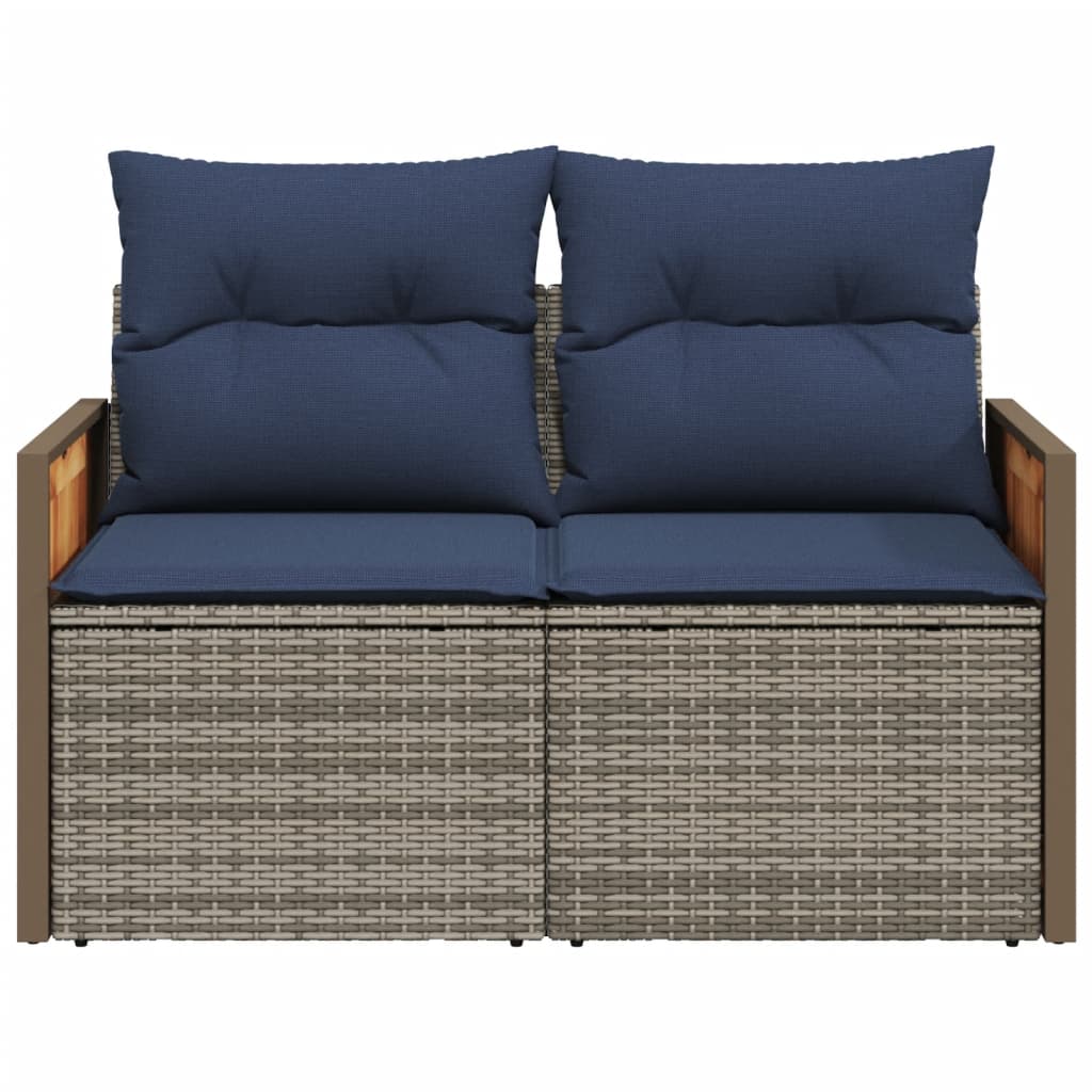 vidaXL Sofa ogrodowa z poduszkami 2-osobowa Szary polirattan