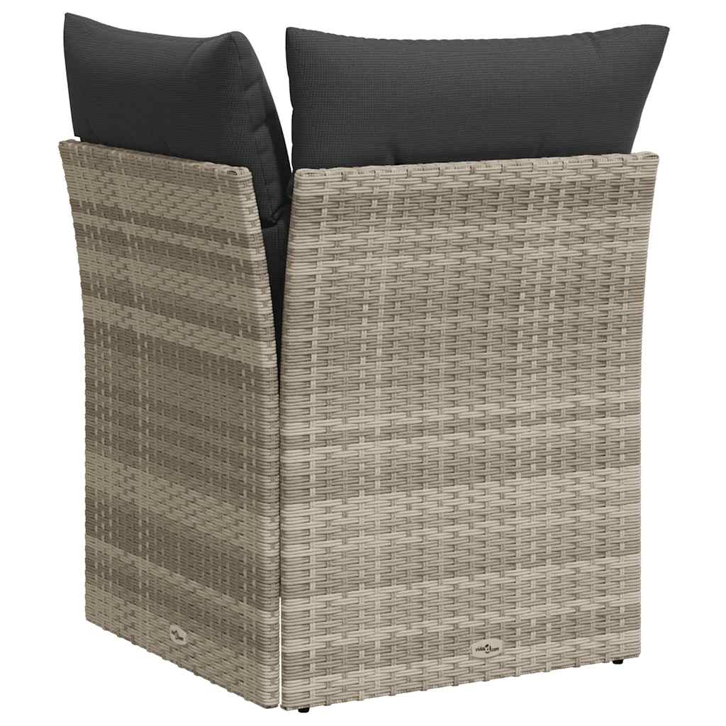 vidaXL Narożny moduł sofy z poduszkami, jasnoszary, polirattan