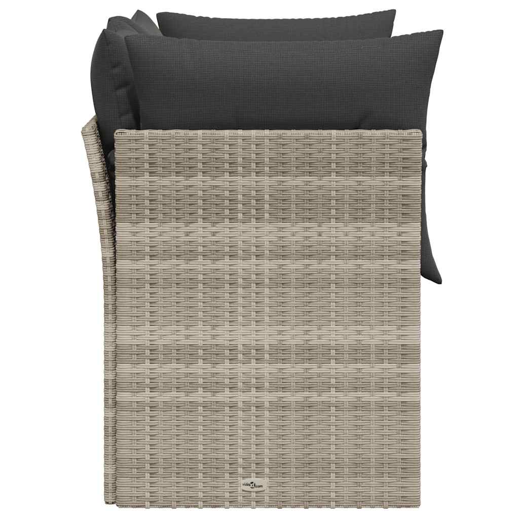 vidaXL Sofa ogrodowa z poduszkami, 2-osobowa, jasnoszara, polirattan