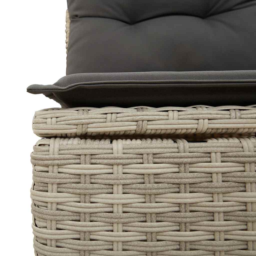 vidaXL Sofa ogrodowa z poduszkami, 4-osobowa, jasnoszara, polirattan
