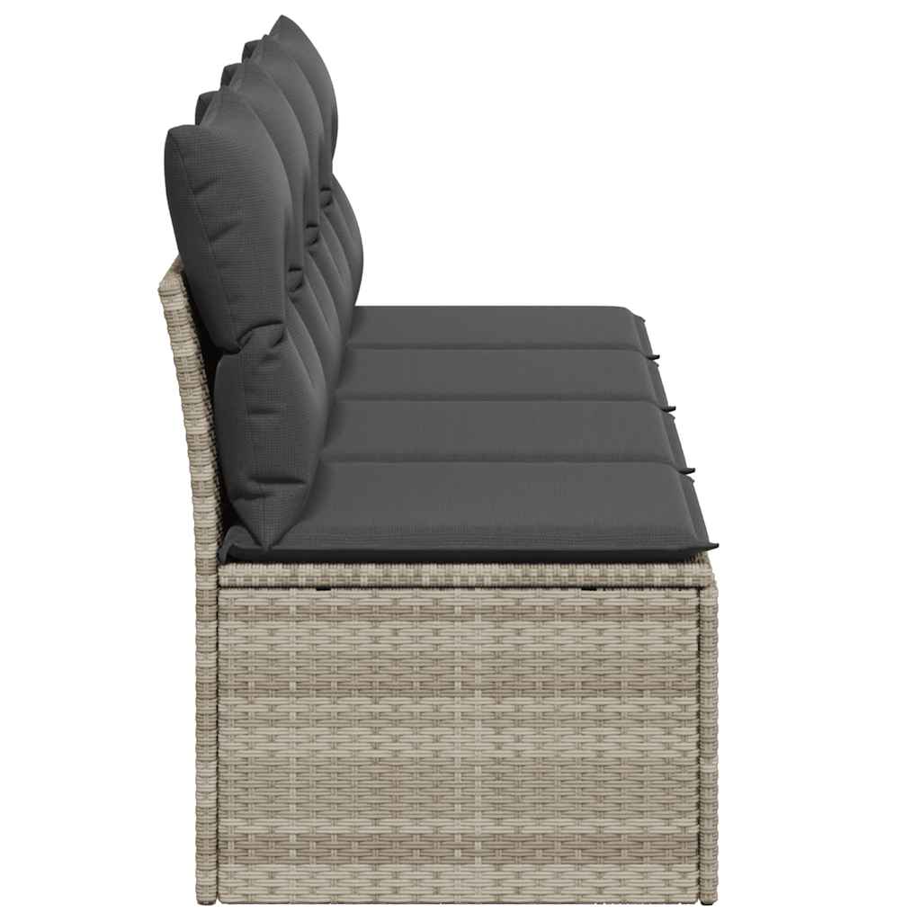 vidaXL Sofa ogrodowa z poduszkami, 4-osobowa, jasnoszara, polirattan