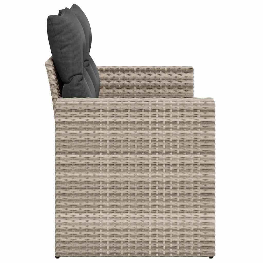 vidaXL Sofa ogrodowa z poduszkami, 2-osobowa, jasnoszara, polirattan