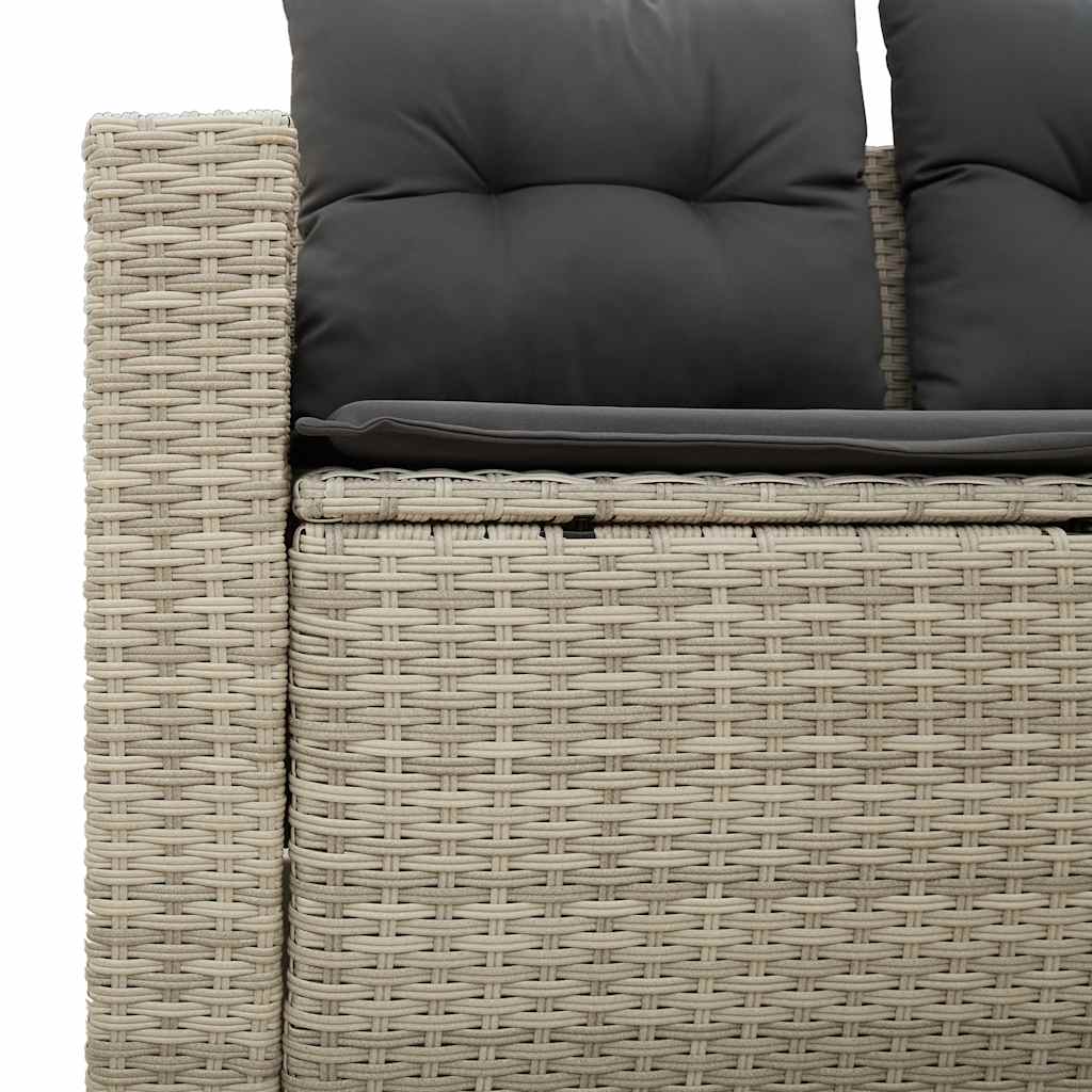 vidaXL Sofa ogrodowa z poduszkami, 2-osobowa, jasnoszara, polirattan
