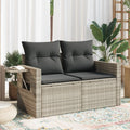 vidaXL Sofa ogrodowa z poduszkami, 2-osobowa, jasnoszara, polirattan