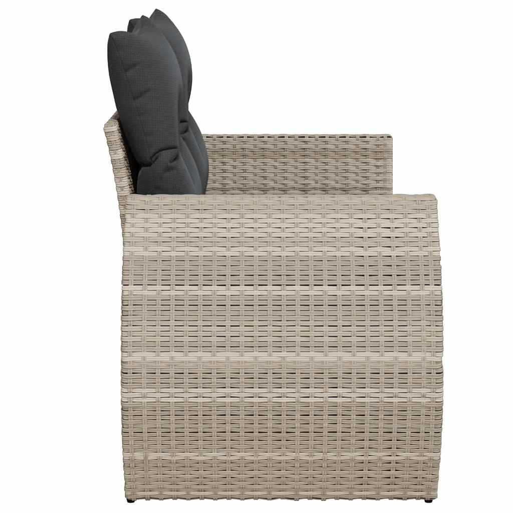 vidaXL Sofa ogrodowa z poduszkami, 2-osobowa, jasnoszara, polirattan