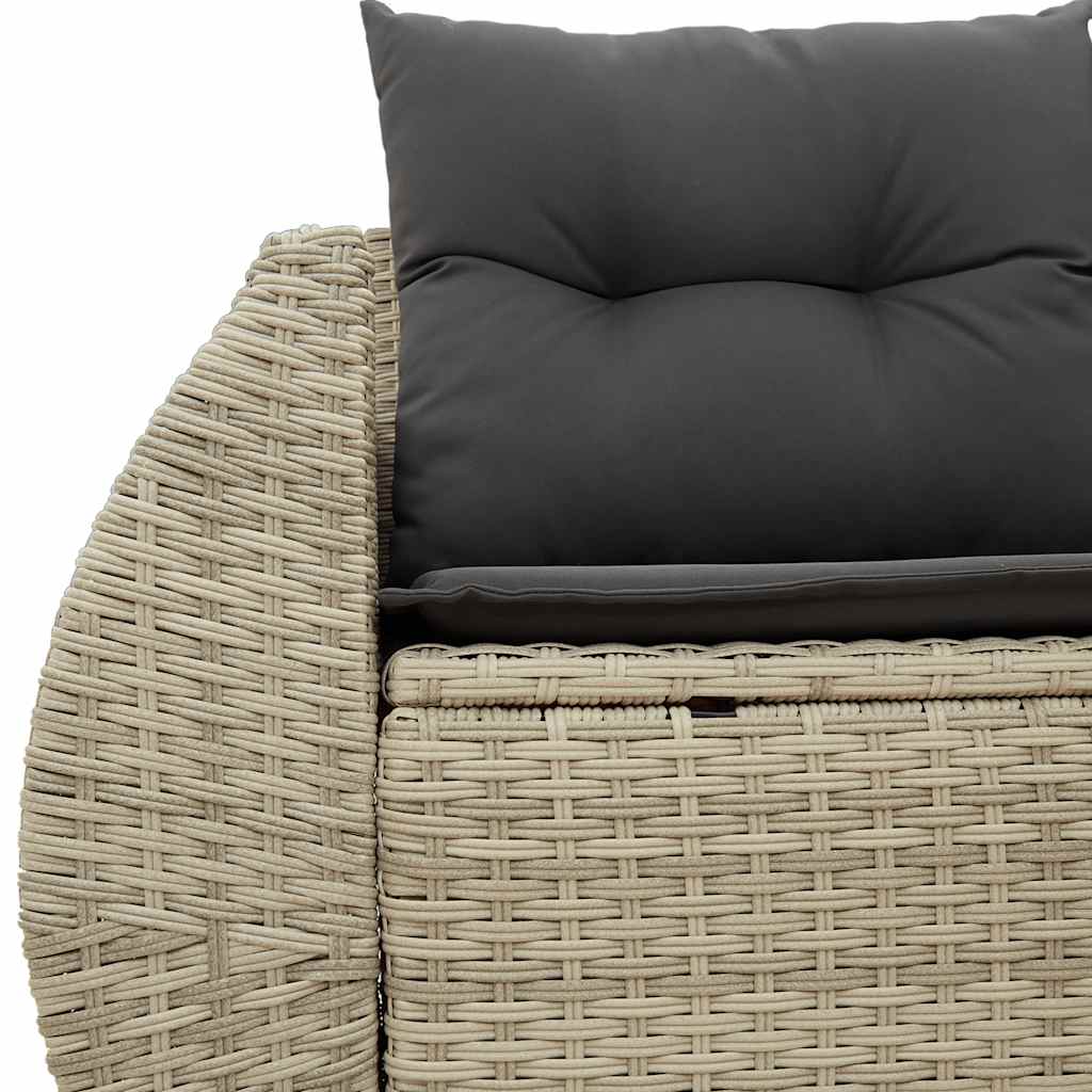 vidaXL Sofa ogrodowa z poduszkami, 2-osobowa, jasnoszara, polirattan