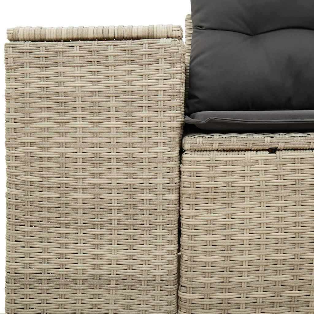 vidaXL Sofa ogrodowa z poduszkami, 2-osobowa, jasnoszara, polirattan