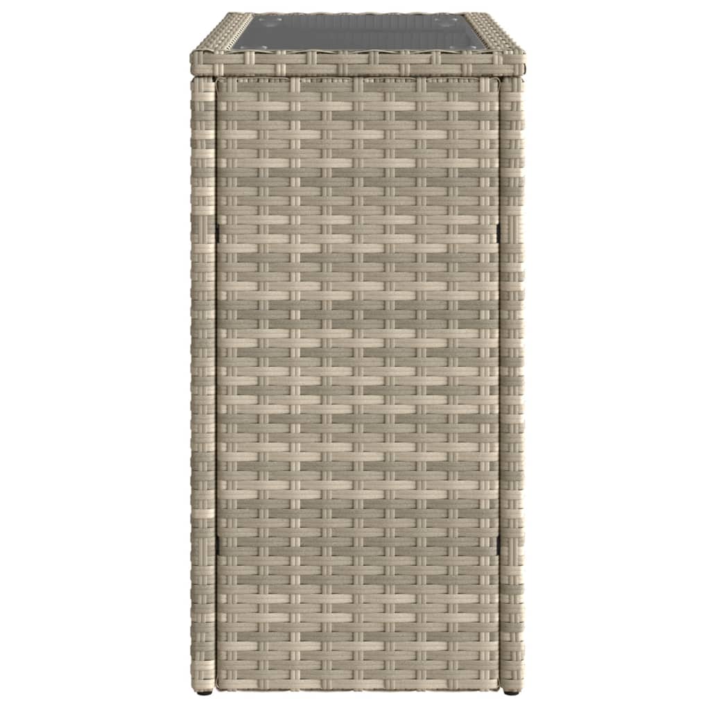 vidaXL Stolik ogrodowy ze szklanym blatem, jasnoszary, 58x27,5x55 cm
