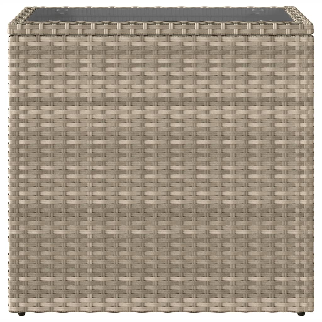 vidaXL Stolik ogrodowy ze szklanym blatem, jasnoszary, 58x27,5x55 cm