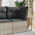 vidaXL Narożny moduł sofy z poduszkami, jasnoszary, polirattan