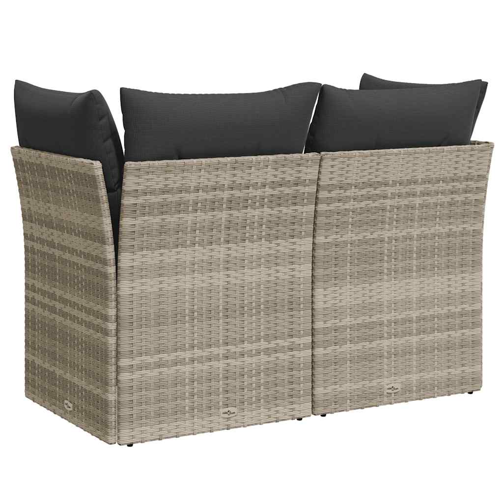 vidaXL Sofa ogrodowa z poduszkami, 2-osobowa, jasnoszara, polirattan