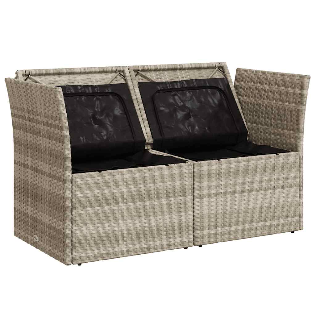 vidaXL Sofa ogrodowa z poduszkami, 2-osobowa, jasnoszara, polirattan