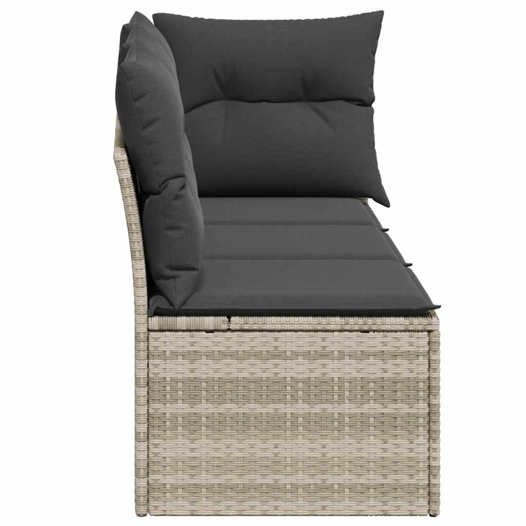 vidaXL Sofa ogrodowa z poduszkami, 3-osobowa, jasnoszara, polirattan