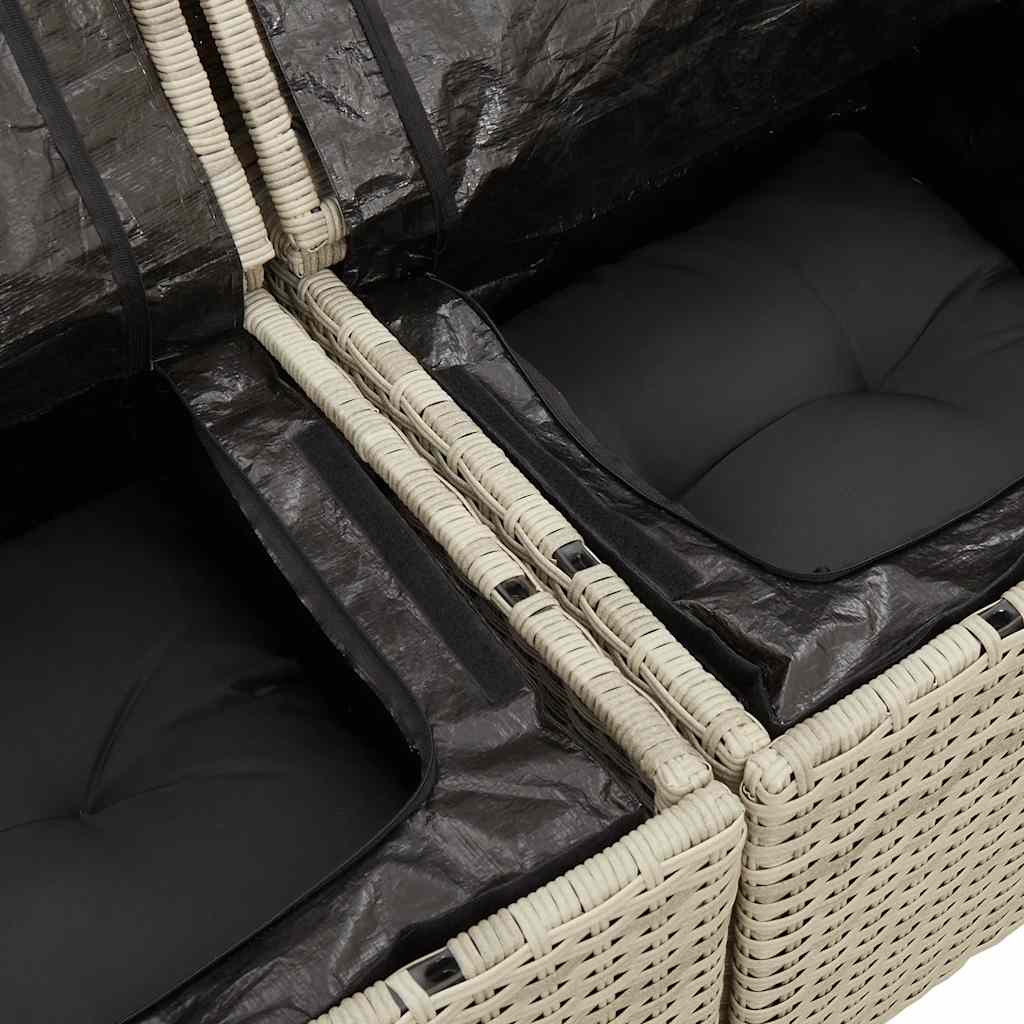 vidaXL Sofa ogrodowa z poduszkami, 3-osobowa, jasnoszara, polirattan