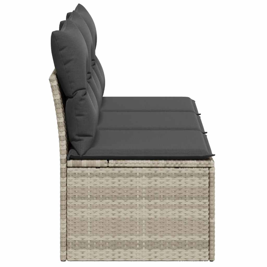 vidaXL Sofa ogrodowa z poduszkami, 3-osobowa, jasnoszara, polirattan