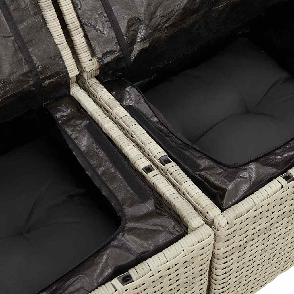 vidaXL Sofa ogrodowa z poduszkami, 3-osobowa, jasnoszara, polirattan