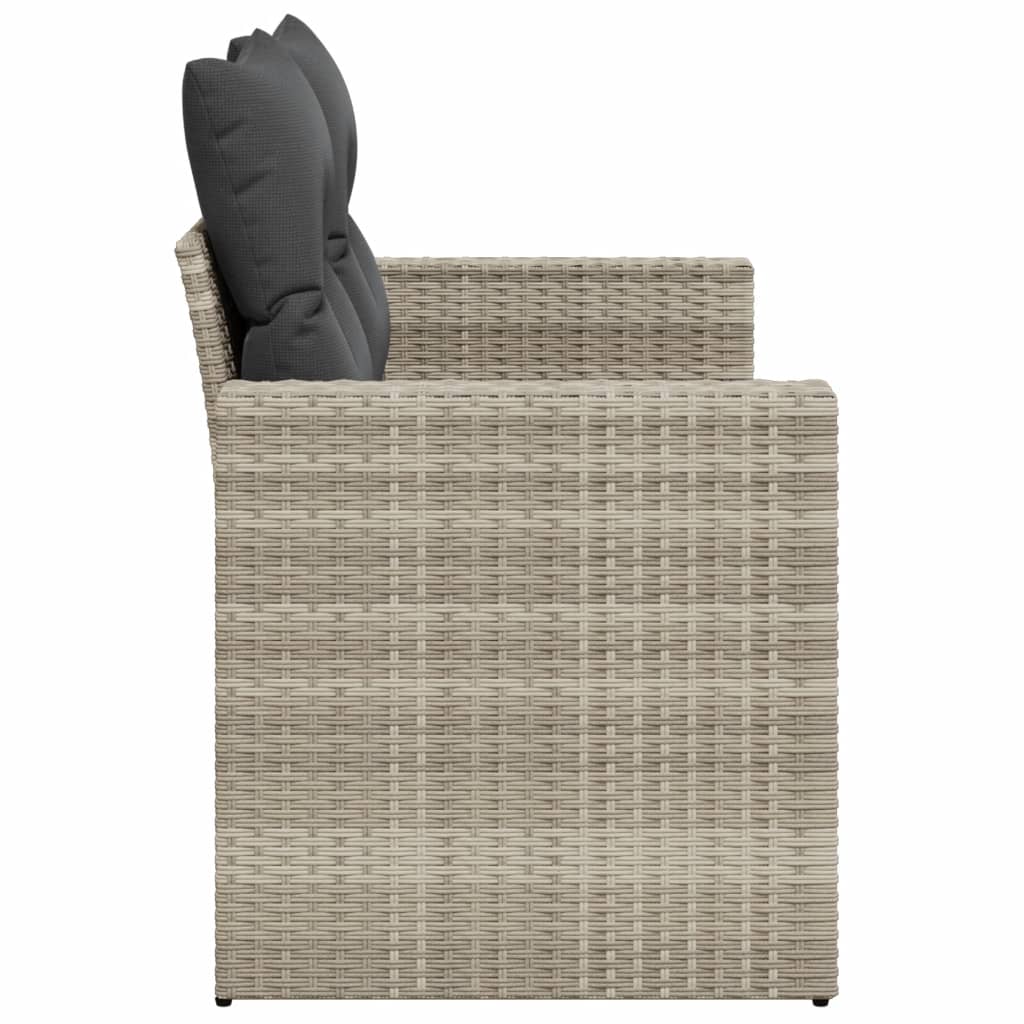 vidaXL Sofa ogrodowa z poduszkami, 2-osobowa, jasnoszara, polirattan