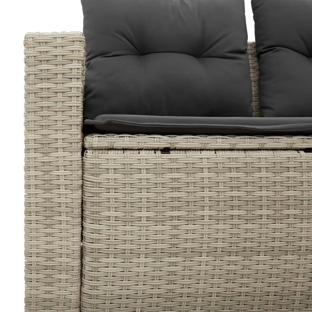 vidaXL Sofa ogrodowa z poduszkami, 2-osobowa, jasnoszara, polirattan
