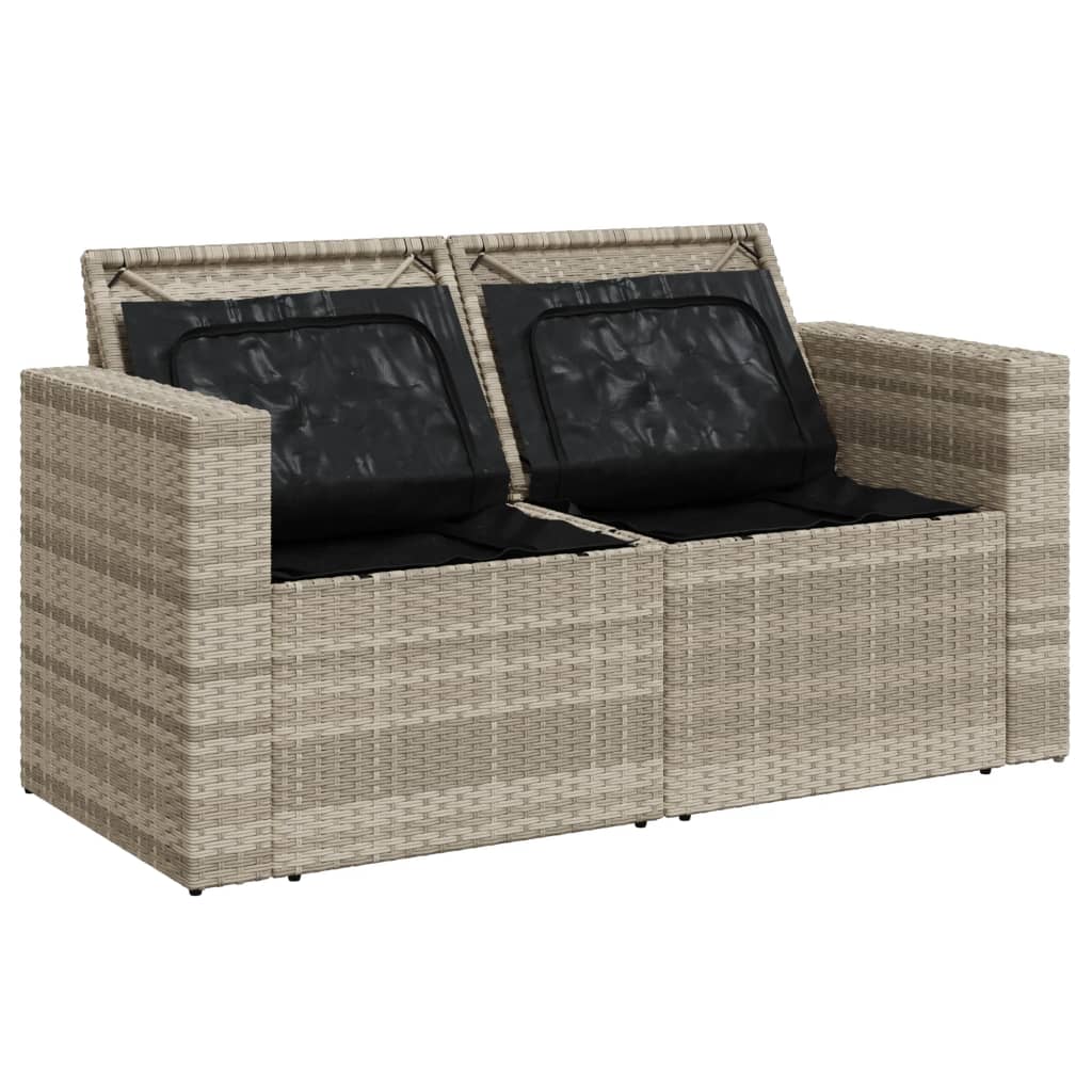vidaXL Sofa ogrodowa z poduszkami, 2-osobowa, jasnoszara, polirattan