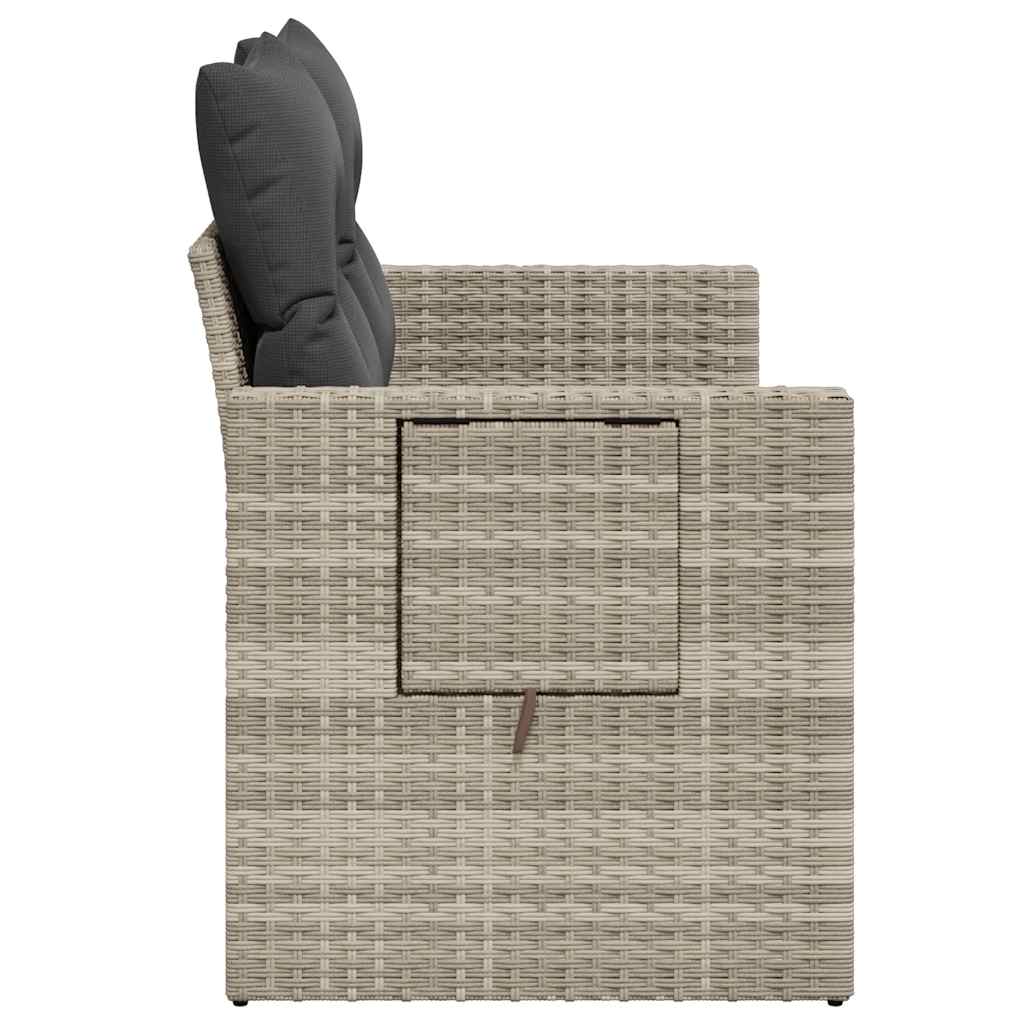 vidaXL Sofa ogrodowa z poduszkami, 2-osobowa, jasnoszara, polirattan