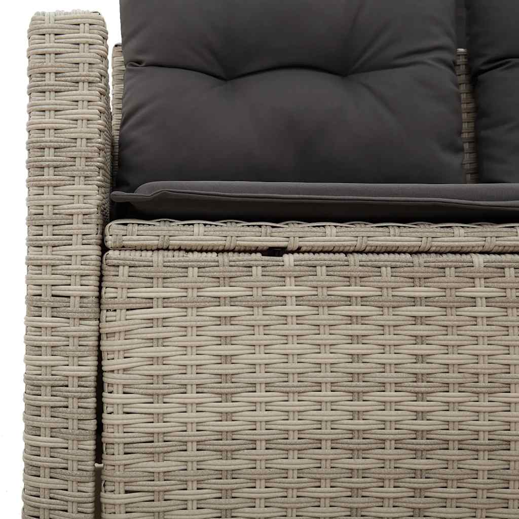 vidaXL Sofa ogrodowa z poduszkami, 2-osobowa, jasnoszara, polirattan