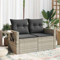 vidaXL Sofa ogrodowa z poduszkami, 2-osobowa, jasnoszara, polirattan