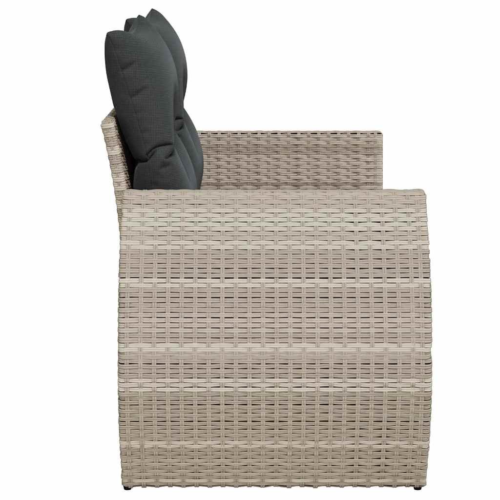 vidaXL Sofa ogrodowa z poduszkami, 2-osobowa, jasnoszara, polirattan