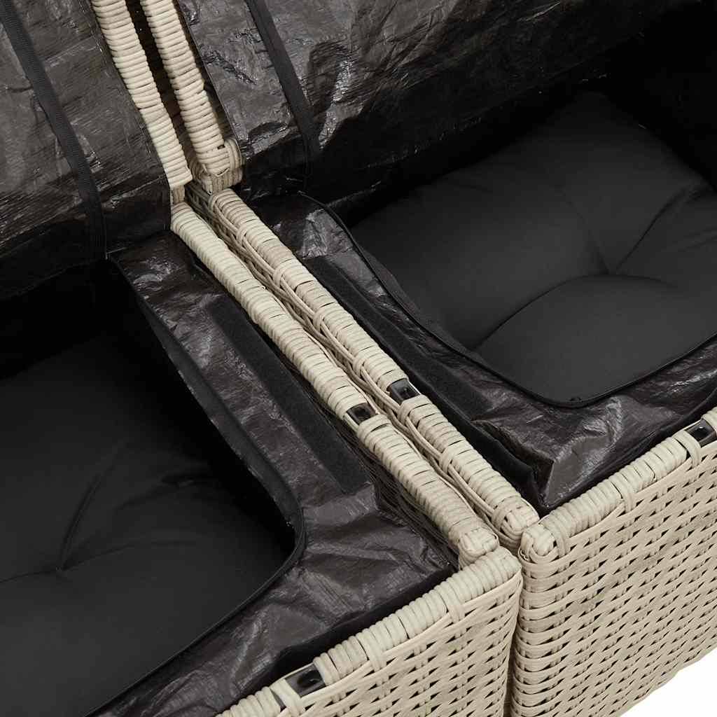 vidaXL Sofa ogrodowa z poduszkami, 2-osobowa, jasnoszara, polirattan
