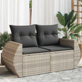 vidaXL Sofa ogrodowa z poduszkami, 2-osobowa, jasnoszara, polirattan