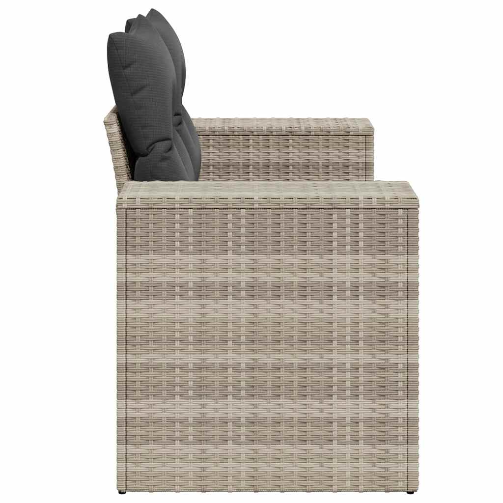 vidaXL Sofa ogrodowa z poduszkami, 2-osobowa, jasnoszara, polirattan