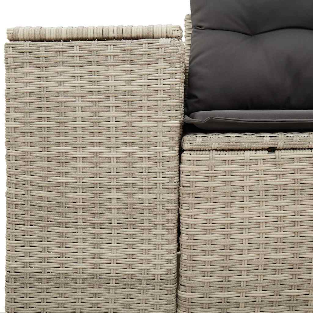 vidaXL Sofa ogrodowa z poduszkami, 2-osobowa, jasnoszara, polirattan
