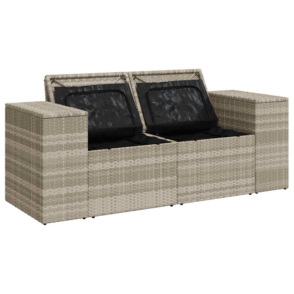 vidaXL Sofa ogrodowa z poduszkami, 2-osobowa, jasnoszara, polirattan