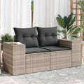 vidaXL Sofa ogrodowa z poduszkami, 2-osobowa, jasnoszara, polirattan